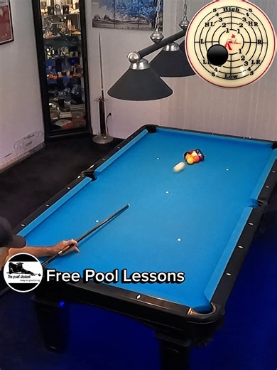 Inside spin long rail bank shot to start the run (Free Pool Lessons)