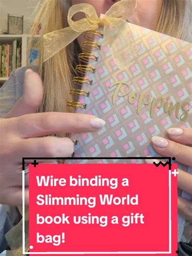 Recycling a gift bag to make a new cover for a wire bound Slimming World book! Here's a little behind the scenes - thanks to Suzanne @Road to R&R reboot for your order and giving me a little challenge! It was fun turning your imagination into a reality!
