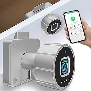 Fingerprint Cabinet Lock 22mm eLinkSmart Child Safety Baby Proofing Biometric Keyless Bluetooth Electronic Smart Drawer Lock for Furniture Liquor Locker Pantry Cupboard - 0.87"