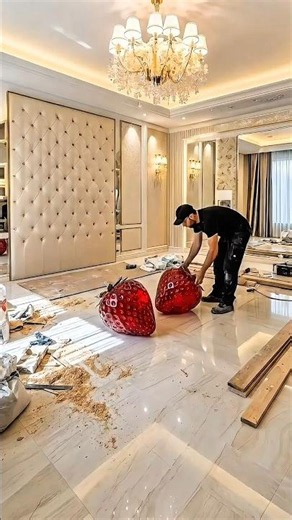 🍓💎 Ruby Strawberry Floor ✨#OddlySatisfying #EpoxyResin #LuxuryDIY