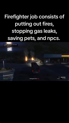 Firefighter job co sister of putting out fires, stopping gas leaks, and saving pets and npcs. #gta #gtaonline #ps5 #rockstargames #fyp