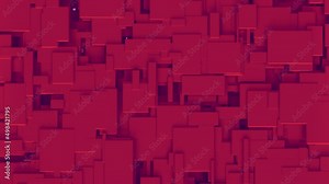 Animation of processing circle over pink background covering by red blocks