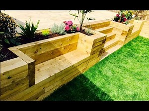 Garden Levelling, Retaining Wall, Stairs, Benches From Railway Sleepers