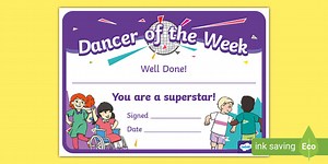 Dancer of the Week Certificate
