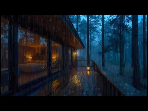 Rain on Cabin Porch at Night 🌙 | Instantly Relax & Sleep