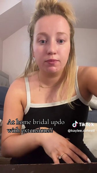 At home bridal updo with hair extensions!! #hairtok #hairtutorial #bridalhair #updo #hairinspo