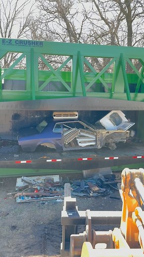 Almost done crushing at this location! #junkyard #carcrusher #recycling #ford #mustang #chevy #chevytruck #joke #endoftheroad | Adventures Made From Scratch