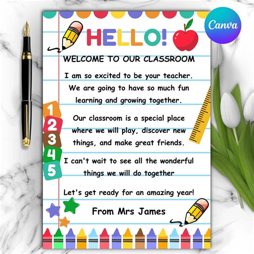 Editable Welcome Back to School Letter Template: Printable Teacher Note (digital Download) - Etsy