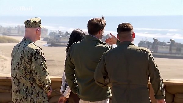 Vance watches military exercises for Marines' 250th anniversary