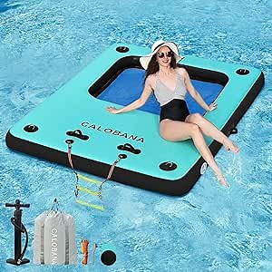 Inflatable Floating Dock, Lake Floats for Adults Floating Raft Water Platform with Detachable Ladder for Lake