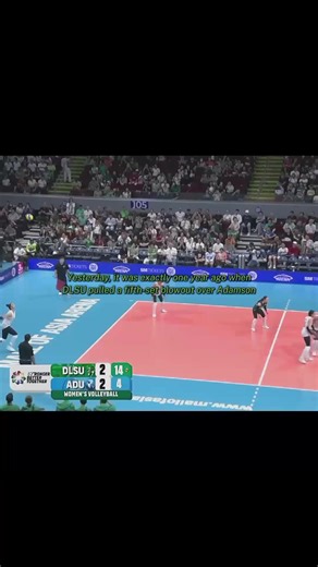 DLSU Lady Spikers blew out the Adamson Lady Falcons in the worst possible time, the fifth set. (in the Lady Falcons' sight of things) The score went so lopsided, it was considered being the shortest fifth set in the UAAP in recent history. #UAAPSeason87 #FlashbackFriday #DLSUvsAdU #LegendsStartHere #fyp