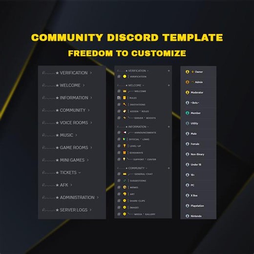 Yellow Theme Discord Server Templete for Community Gaming and Streaming - Etsy