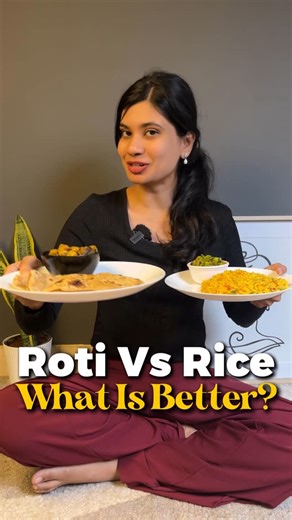 Miruna Bashkar | HEALTH COACH on Instagram: "Rice vs Roti – Which is Better for Health? 🍚🍪 Calories: 🔹 Rice – 130 kcal per 100g ✅ 🔹 Roti – 250 kcal per 100g ❌ (Rice wins with lower calories 🏆 Scoreboard: 1-0) Protein: 🔹 Rice – 2.7g ❌ 🔹 Roti – 8g ✅ (Roti wins with higher protein 🏆 Scoreboard: 1-1) Fiber: 🔹 Rice – 0.4g ❌ 🔹 Roti – 9g ✅ (Roti wins for keeping you fuller 🏆 Scoreboard: 1-2) Digestibility: 🔹 Rice – Gluten-free, light ✅ 🔹 Roti – May cause issues for gluten-sensitive ❌ (Rice