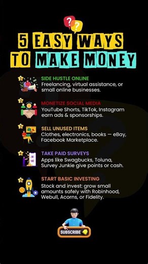 💰 5 Easy Ways to Make Money Online #makemoneyonline #sidehustle #online #income #earnmoneyonline