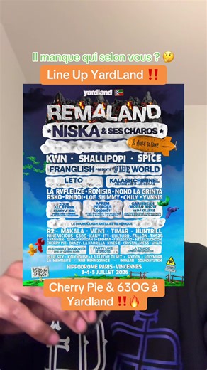Line Up YardLand | Cherry Pie & 63OG à Yardland ‼️🔥 | il manque qui selon vous ? 🤔 #yardland #festival #cherrypie #63og #rap