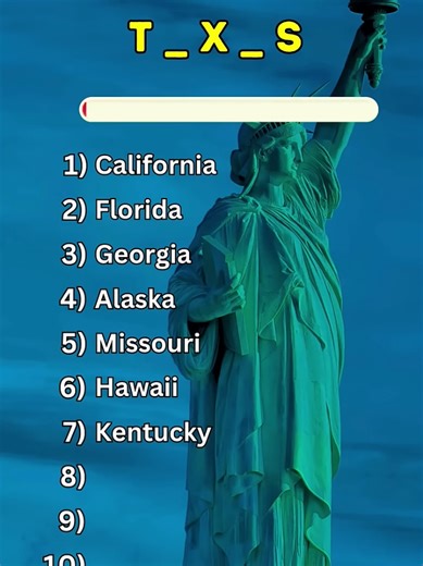 Guess the USA States by Missing Letters Quiz