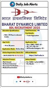 BDL Recruitment 2025 | New Vacancy 2025 | Daily Job Alerts #shorts