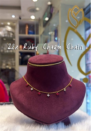 Everyday Luxury: Dainty Gold Charm Chain with Ruby Red