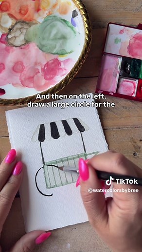 Easy French Flower Cart Watercolor Tutorial