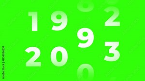Counter analog counting up from 1960 to 2025 background. Happy new year 2025. Number counter. Time-lapse speed. Animation on green screen background.