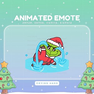 Christmas Grinch Cry Emotes Animated, Twitch Crying Hard Streamer Vtuber Chat Alert - Etsy
