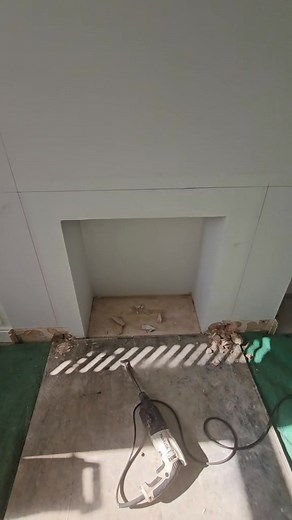 Another full fireplace transformation — this time with a stunning Clock Blithfield 5kW multi-fuel stove. We opened up the old fireplace, installed a new concrete lintel, laid an Italian riven black slate hearth, and finished the opening with A1-rated non-combustible board and a herringbone brick slip back panel. Topped it off with a beautiful non-combustible oak beam from Focus Fireplaces. Accessed the chimney via cherry picker, installed the flue liner, fitted and tested the stove — ready for y