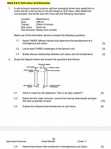 Week 8 \& 9: Soil colour and Soil pores:1. A soil surveyor rec... | Filo