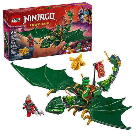 LEGO NINJAGO Lloyd's Green Forest Dragon Toys - Pretend Play Building Toys for Boys & Girls, Ages 6 - Dragon Figurine W/ 2 Minifigures for Kids - Gift Ideas for Birthdays - 71829