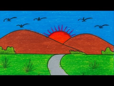 Beautiful Sunrise Scenery | Easy Step by Step Oil Pastel Drawing Tutorial
