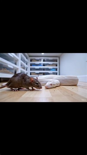 White ball python lightning strike feeding on feeder rat inside clean USA-style reptile room setup | ultra close predator moment Warning: [Warning: Live Feeding Video] This content shows animals feeding naturally as part of nature. No harm, no encouragement of violence. Educational wildlife content. #pythonfeeding #ballpythonstrike #snakefeedingvideo #reptilefeeding | Frog Feeding