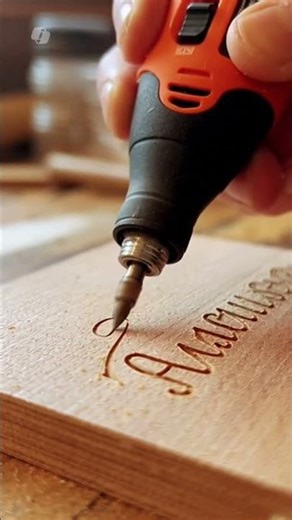 Hand Engraving Cursive Letters into Wood - Satisfying Detail Work #shorts #woodworking #diy