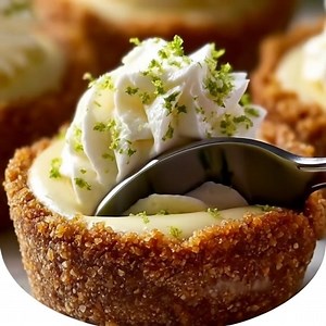 Heavenly No-Bake Mini Key Lime Pies Ingredients: - 1 1/2 cups graham cracker crumbs - 1/3 cup granulated sugar - 6 tablespoons unsalted butter, melted - 1 can (14 ounces) sweetened condensed milk - 1/2 cup key lime juice (freshly squeezed) - 1 teaspoon lime zest - 1 cup heavy cream - 2 tablespoons powdered sugar - Lime zest for garnish Directions: 1. In a medium bowl, combine the graham cracker crumbs, granulated sugar, and melted butter. Mix until the crumbs are evenly coated and the mixture ho