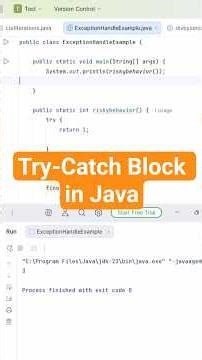 Try Catch Block in Java Explained | Java Exception Handling #coding #javatutorial #java #programming