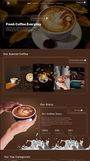 Coffee Website Design in figma / Modern glass Coffee Shop Website Tutorial 2026/ #uidesignlearning