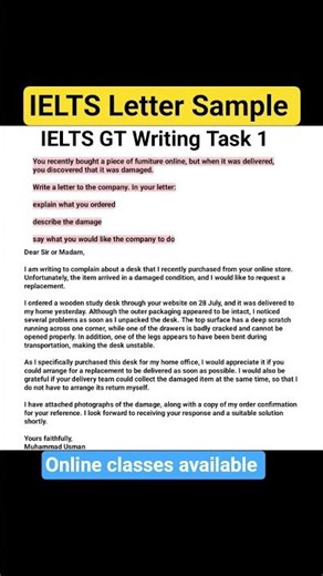 IELTS General Training Writing Task 1 | Band 8–9 Complaint Letter | Damaged Product
