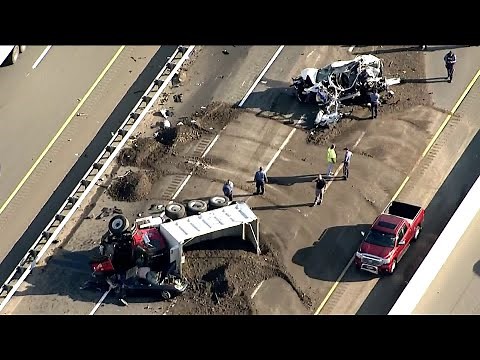NJ Turnpike crash: Dump truck overturns, state trooper involved