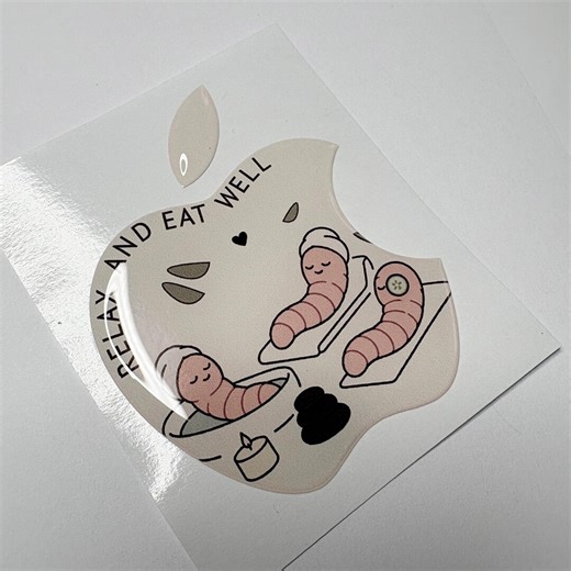 Funny Apple Logo Sticker: 3D Domed Decal (relax and Eat Well) - Etsy