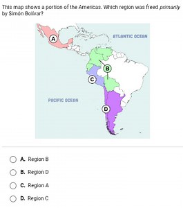 This map shows a portion of the Americas. Which region was free... | Filo