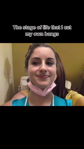 Not 3 coworkers watching me make this 🤣 but ya’ll I used to “feather” my bangs #dentalhygienist #dental #haircut