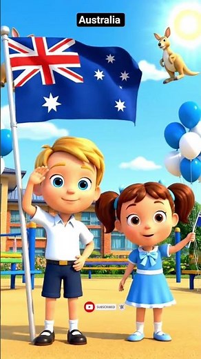 Australia National Anthem 🇦🇺 | Advance Australia Fair | Kids Authem Flags #Shorts