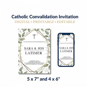 Convalidation Invitation for Catholic Wedding Ceremony Template, With or Without Mass or Liturgy Only, Editable Digital Download Printable - Etsy