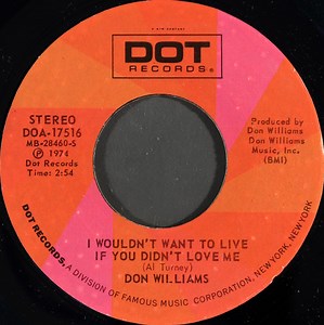 Don Williams - I Wouldn't Want To Live If You Didn't Love Me / Fly Away
