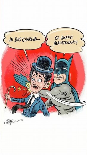 Batman Slaps Charlie Chaplin - Cartoon Meme Timelapse by Ian David Marsden