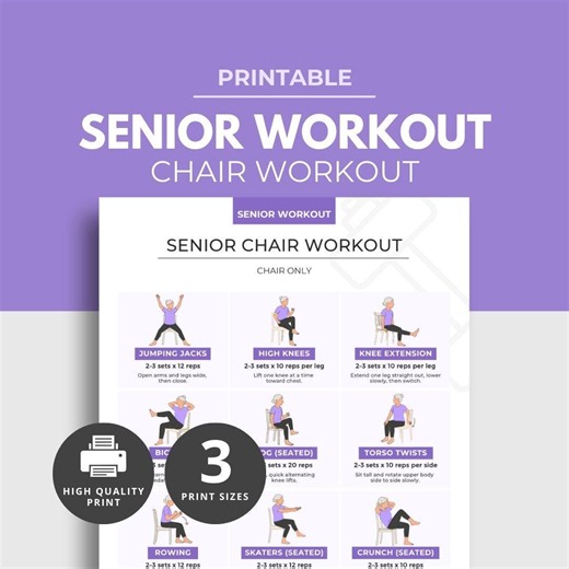 Senior Chair Workout Yoga, Printable Seated Chair Workout, Older Adults Workout, Chair Workout Routine PDF Instant Download, Senior Exercise - Etsy Australia