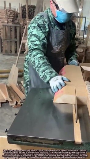 Efficient Woodcutting with Machines Demonstrating Mechanical and Safety Principles