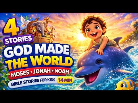 God Made the World 🌍 + Moses, Jonah & Noah | Bible Stories for Kids (14 MIN)
