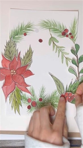 DIY X-mas Wreath card🎄 #christmas #diy #creative #handmade #crafts #christmascrafts #viral #shorts