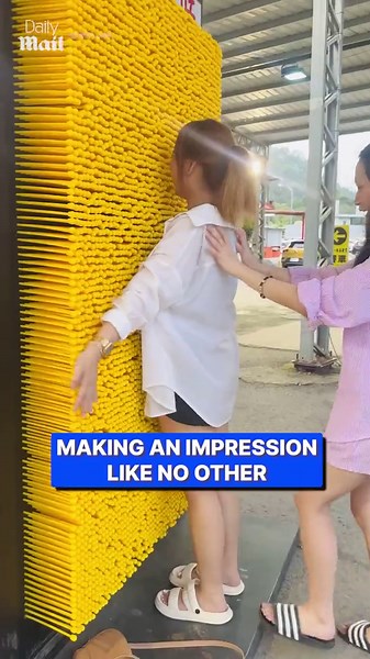 Friends make full-size pin art board impression