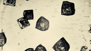 Salt, sugar and soda filmed under a microscope