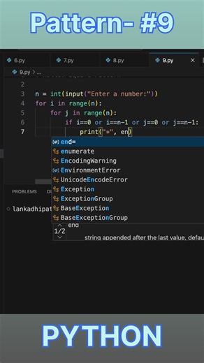 Python Pattern #9 – Hollow Square 🔥 | Beginner Friendly #shorts #coding #python